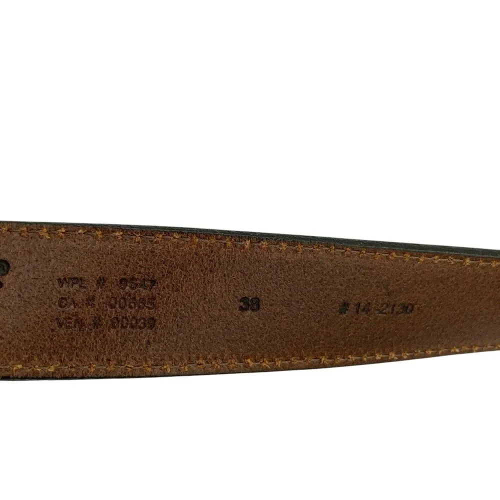 Vintage Eddie Bauer Mens Leather Belt Size 38 Solid Brass Buckle USA Made - Picture 12 of 14